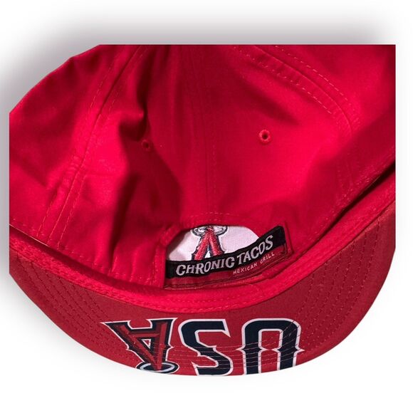 Los Angeles Angels Anaheim USA American Flag Strapback Cap Red Hat - Picture 2 of 5
